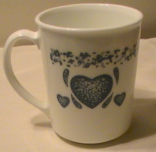 Corning Blue Hearts Straight Side Mugs with Round Handle Top - Set of 4