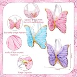 Silkfly 24 Pcs Butterfly Party Favors Tote Bag Colorful Non-woven Reusable Party Favor Bags Candy Gift Bags with Handles for Valentine's Day Baby Shower Butterfly Birthday Party Spring Party