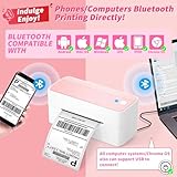 ASprink Bluetooth Thermal Label Printer - 241BT Wireless Shipping Label Printer for Small Business & Packages, Pink Thermal Label Printer Shipping Label Maker, Compatible with iPhone, USPS, Amazon