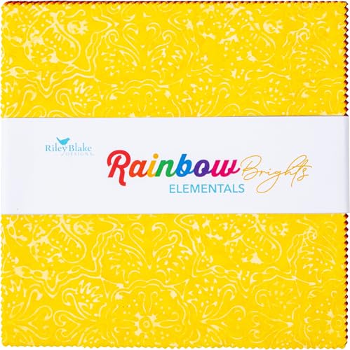 Expressions Batiks Rainbow Brights Elementals 42 10-inch Squares Layer Cake Riley Blake 10-21701-42