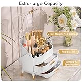 NestOrganix Makeup Organizer Skincare Organizers - Cosmetic Display Cases with Transparent Cover, SkinCare Organizers for Bathroom Countertop, Bedroom Vanity Desk, Lipstick Organizer, White