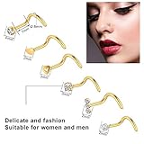 ONESING 40 PCS 20G Nose Rings/Nose Piercings Jewelry, Gold, Hoops L Shape Studs Screw 316L Surgical Stainless Steel for Men Women