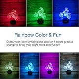 WANTASTE Motocross 3D Lamp Gift with Remote, Dirt Bike Decor Toys for Boys Girls Room, 7 Colors Changing Nightlight Bedside for Kids Baby