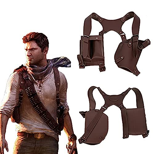 Xcoser Uncharted Nathan Drake Shoulder Holster Deluxe PU Cosplay Costume Accessories Brown