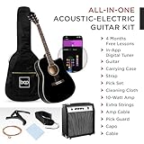 Best Choice Products Beginner Acoustic Electric Guitar Starter Set w/ 41in, All Wood Cutaway Design, Gig Bag, Strap, Picks - Black