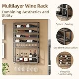 Woskar Wall Mount Wine Rack, Wall Wine Racks,Metal Bar Liquor Shelves and Glass Holder,Wall Bar Shelf Wine Display Storage Holder for Home Bar,Kitchen (26.8 Inch, Black)