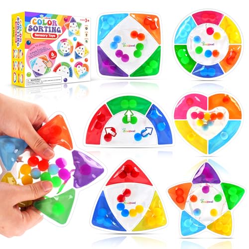 Color Sorting Toys Sensory Toys : Fine Motor Skill Games for Toddlers Quiet Fidgets for Classroom, Color Matching Montessori Toys Preschool Learning Activities Calming Travel Toys for Kids Ages 3 4 5