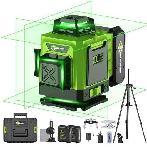 16 Lines Green Laser Level Kit -4x360° 4D Self-Leveling Cross Line Laser Level, Rotary Base and Accessories for Construction, Home Improvement and Picture Hanging,Portable Hard Carry Case Included…