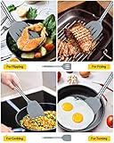 Pack of 2 Silicone Solid Turner, Non Stick Slotted Kitchen Spatulas, High Heat Resistant BPA Free Cooking Utensils, Ideal Cookware for Fish, Eggs, Pancakes(Gray)