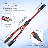 ELECTOP 10AWG SAE Y Splitter Cable SAE Quick Disconnect Connector, 1 to 2 SAE to SAE Extension Cable 2-Way Wire Splitter, SAE DC Power Automotive Adapter Cable SAE Plug for Solar Panel Battery Charger