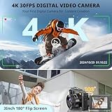 4K Digital Camera for Photography Autofocus, 2024 Latest 48MP Vlogging Camera for YouTube with SD Card, 2 Batteries, 3" 180°Flip Screen Compact Travel Camera for Teens with 16X Zoom, Anti-Shake,Black