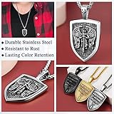 FaithHeart Saint Michael Necklace for Men, Stainless Steel Catholic Christian St. Michael Pendant Amulet Jewelry for Women