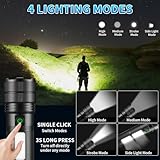 Large Size & High Powered Flashlight, Flashlights High Lumens 1000000, Super Bright Flashlight, Rechargeable Flashlights LED, Adjustable Tactical Flashlight, Waterproof Flash Light for Home Emergency