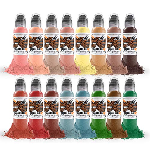 World Famous Realism Set Tattoo Ink, Vegan and Professional Ink, Made in USA, Oleg Shepelenko Realism Color (Set of 16), 1oz