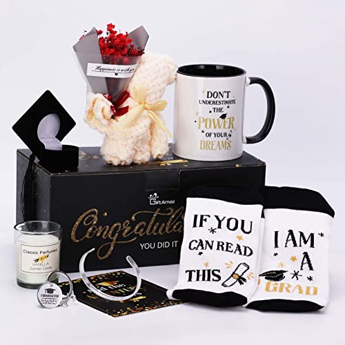GiftAmaz 2025 Graduation Gifts Set for Her, Congrats Grad Gift Basket for College or High School Class, Include Coffee Mug, Bracelet Graduation Gift Box for Graduated Women Congratulations