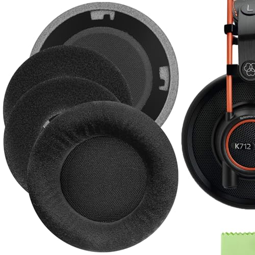 Geekria Comfort Velour Replacement Ear Pads for AKG K701, K702, Q701, Q702, K601, K612, K712, K400, K500 Headphones, Repair Parts (Black)