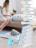 Vacuum Storage Bags with Electric Air Pump, New Air Valve Combo 15 Pack Space Saver Bag, Vacuum Sealer Bags for Clothes, Blanket, Duvets, Pillows, Comforters, Travel, Two Compressing Ways