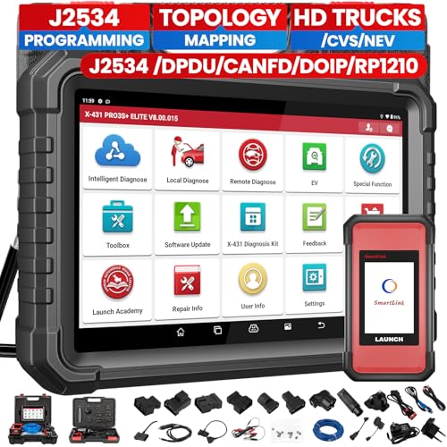 LAUNCH 2025 X431 PRO3S+ Elite SmartlinkC 2.0 Bi-Directional Diagnostic Scan Tool with J2534 Coding,Topology Map,HD Truck Scan,ECU Coding,CANFD &DOIP,FCA AutoAuth,60+ Service,2 Years Free Update