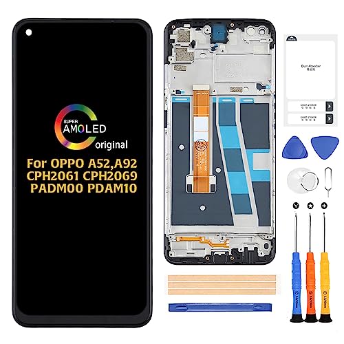 A-MIND for Oppo A92/A52 LCD Display (Original with Frame) Touch Digitizer CPH2059 CPH2061 CPH2069 PADM00 PDAM10 Screen Replacement Full Assembly Repair Kits with Tools