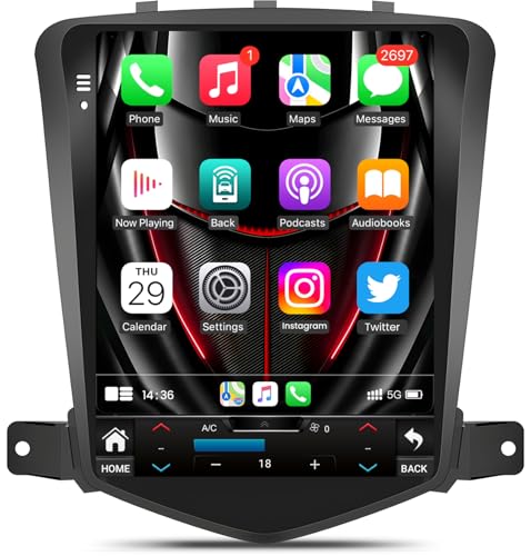 8+128G Car Radio for Chevrolet Chevy Cruze 2009-2015: 10.4 Inch FHD Touchscreen Head Unit, Android 13 Stereo with Wireless Carplay/Android Auto, GPS, WiFi/Bluetooth/4G LTE, FM/RDS, SWC, 1080p Camera
