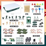 Gifts2U Sensory Bin Toy for Kids, 85 Pcs Military Play Sensory Sand Box Kit with Sandbox, 2.2 Lb Sensory Sand, Army Men Action Figures and Sand Tools Molds, Gift for Boys 3 4 5 6 7 8