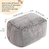 HollyHOME 15"(H) Bean Bag Ottoman Pouf, 6.6LB Memory Foam Filled Footstool for Sofa, Accent Stuffed Footrest Stool with Washable Cover, Single Footrest Stool for Living Room, Bedroom, Coffee