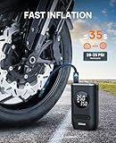 Tire Inflator Portable Air Compressor-ZGZUXO 150PSI Cordless Air Pump for Car Tires with Pressure Gauge LED Light, Electric Bike Tire Pump for Car Motorcycle Bicycle Ball, Bike Accessories