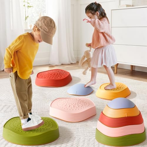Tiny Land Stepping Stones for Kids, 5pcs Non-Slip Toddler, Sensory for Promoting Toddler's Balance & Coordination Skills, Stepping Stones for Toddlers 3-5