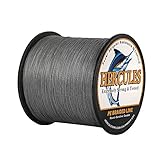 HERCULES Super Strong 500M 547 Yards Braided Fishing Line 40 LB Test for Saltwater Freshwater PE Braid Fish Lines 4 Strands - Grey, 40LB (18.1KG), 0.32MM