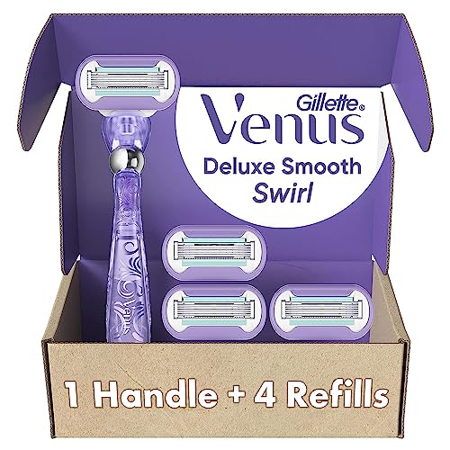 Gillette Venus Extra Smooth Swirl Razors for Women, 1 Venus Razor, 4 Razor Blade Refills, Flexiball Handle for a Close, Smooth Shave