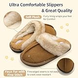 Besroad Kids Girls Boys Fluffy Winter Warm Wide House Summer Slippers Lightweight Fuzzy Bedroom Fur Slippers for Little Kids Big Kids Tan Little Kid 12.5-13