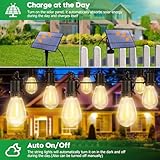 TDLOL 105FT Solar String Lights for Outside, Solar Lights Outdoor Waterproof with Remote Control USB Port, Solar Powered Patio Lights with 32 S14 Shatterproof Sockets, IP65 Grade LED for Porch Bistro