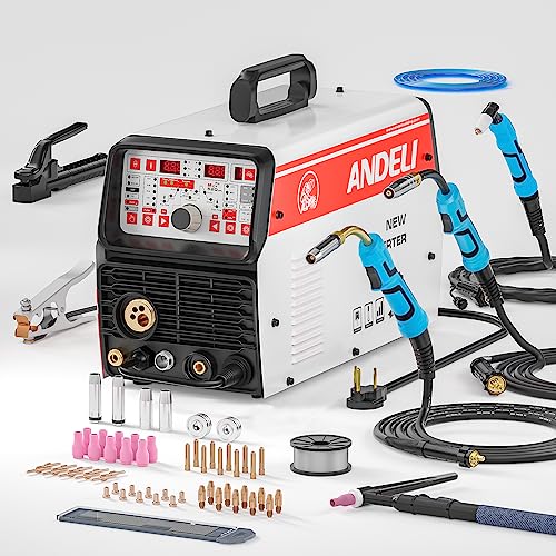 ANDELI 220V Aluminum MIG Welder, MIG TIG CUT COLD & MMA MIG Welding and Flux Welding Cold Welder 5 in 1 Multiprocess Welder Aluminum Welding Machine (MCT-520DPL PRO)