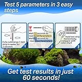 5 in 1 Aquarium Test Strips Kit for Freshwater & Saltwater - Water Fish Tank Tester for pH, Carbonate, General Hardness, Nitrite & Nitrate - 100 Count