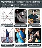 Pocket Guitar Chord Practice Tool, Portable Guitar Neck for Trainer Beginner w/a Rotatable Chords Chart Screen (Battery Included)