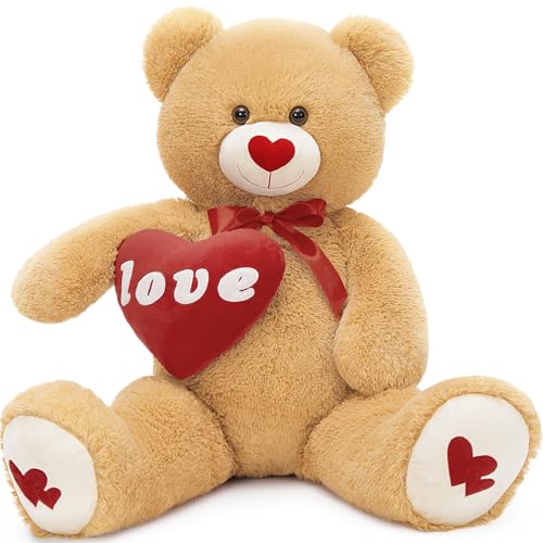 MorisMos 33inch Love Heart Red Giant Teddy Bear, I Love You Stuffed Animal Soft Large Bear Plush Gift Girlfriend Boyfriend