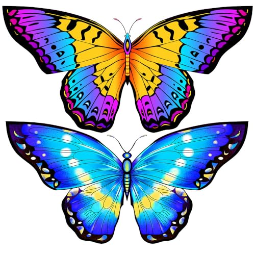 HONBO Butterfly Kites for Kids & Adults,55" x 28" Large Beginner Kite for Kids Ages 4-8,Easy to Fly for Beginners,Beach Kites for Outdoor Activities & Family Trip(Blue+Rainbow)