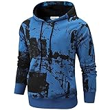 KLIEGOU Men's Fashion Graphic print hooded sweatshirt(299WY Blue XXL)