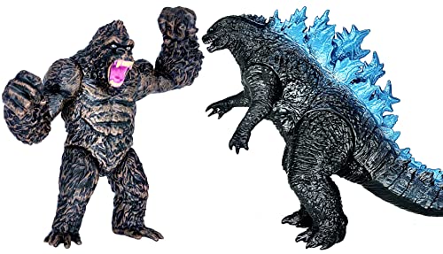 TwCare Set of 2 Godzilla Figure King of The Monsters vs King Kong Toys, Movable Joints Action Movie Series Soft Vinyl Toy Figures, Travel Bag