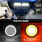 VG MOTO Motorcycle 1157 LED Turn Signal Light Front Rear 2 Inch Bullet Smoked Lens Compatible with Harley Softail Touring Dyna Fat Boy Sportster Road King Electra Glide