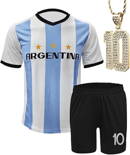 NITAFOX Soccer Jerseys for Kids Boys & Sports Fan Jerseys, Youth Futbol Training Shirt, 2-14 Years, Child Soccer Uniform (US, Age, 4 Years, 5 Years, White, Argentina1)