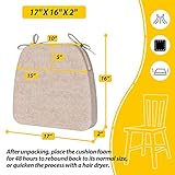 AAAAAcessories D-Shaped 2'' Thick Chair Cushions, Removable, Machine Washable Cover and Ties, Chair Pads for Indoor Dining Room and Kitchen Chairs, 17'' x 16'', Set of 4, Beige