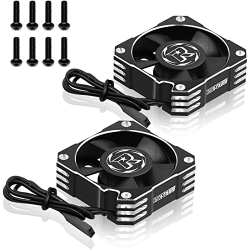 2 Pack 35mm RC Motor Cooling Fan 21000RPM 8.4V Aluminum ESC Motor Cooling Fan Heatsink for RC Car 1/8 1/10 Scale 3650,3660,540,550 Brushless Motor (Black Silver)