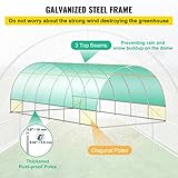 VEVOR 20 x 10 x 7 ft Walk-in Tunnel Greenhouse, Portable Plant Hot House w/Galvanized Steel Hoops, 3 Top Beams, Diagonal Poles, 2 Zippered Doors & 12 Roll-up Windows, White