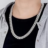 Dankadi Fashion 925 Sterling Silver Solid Miami Cuban Link Chain Necklace 8MM &12MM- Curb Cuban Thick Big Link Choker For Men 20 "22" 24 "26" 28" Fine Jewelry (22 inch, 12MM)