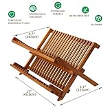 Utoplike Teak Dish Drainer Rack Collapsible 2 Tier Dish Rack Dish Drying Rack Foldable Plate Organizer Holder for Kitchen Compact