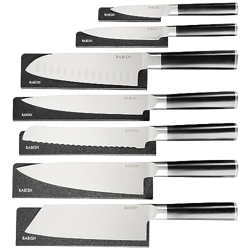 Babish High-Carbon 1.4116 German Steel 14 Piece Full Tang Forged Kitchen Knife Set W/Sheaths