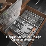 Kurberson Double Layer Silverware Organizer with Lid, Utensil Holder with Cover, Flatware Cutlery Storage Oranizer, Gray