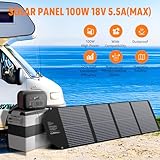 100W Portable Solar Panel for Power Station Generator, iPhone, Galaxy, Tablets, Foldable Solar Charger with USB QC 3.0/USB C/18V DC, IPX4 Waterproof Solar Panels for Camping Outdoor Van RV Trip