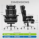 GTRACING Gaming Chair,Office Chair with Pocket Spring Lumbar Support, Ergonomic Comfortable Wide Office Desk Computer Chair with Outward Fixed Soft Armrests and Footrest (PU Leather, Black)